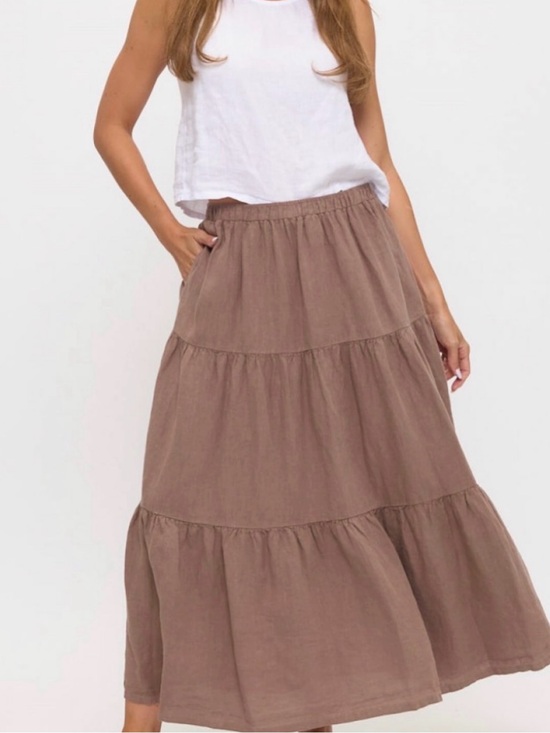 Dresses & Skirts - Women's 3- Tiered Maxi Skirt in Taupe